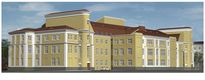 Реконструкция Хирургического корпуса БСМП в г. Шахты. Дворовый фасад, перспектива.